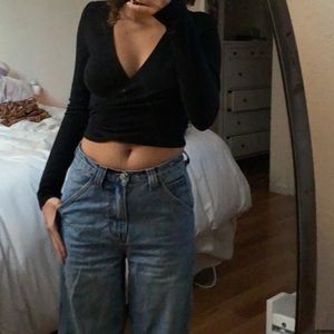 The cutest black wrap top from Brandy Melville